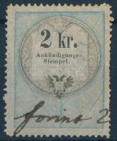 1859 Hírdetvény bélyeg 2kr tévnyomat Ritka! (70.000)