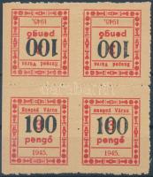 1945 Szeged városi illeték 100P/3P négyestömb fordított párokkal