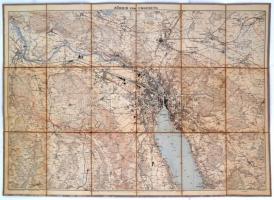 cca 1919-1930 2 db térkép különböző méretben: Zürich és környéke, 1:25000, vászonra ragasztva + világtérkép, 1:50000000, jó állapotban