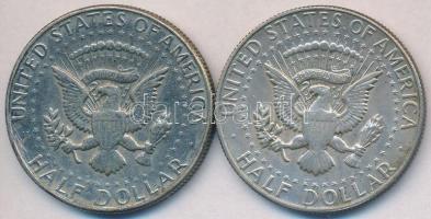 Amerikai Egyesült Államok 1965. 1/2$ Ag "Kennedy" + 1968D 1/2$ Ag "Kennedy" T:2,...