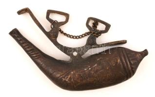 XIX. sz. eleje: Díszített réz lőporadagoló / Gunpowder portioner 13 cm