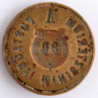 Az V. Postaügyi Minisztérium réz pecsétnyomó feje a Rákosi címerrel, d: 2,5 cm