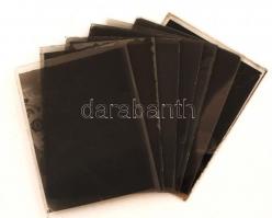 cca 1916 7 db mozgalmas világháborús üvegnegatív az I. világháborúból, rajta sielő katonákkal, tiszt...