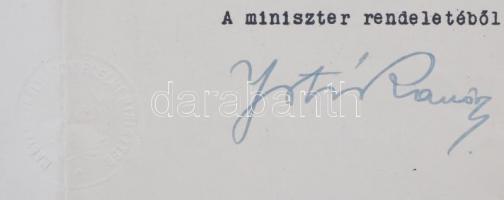 1943. "Magyar Bronz Érdemérem hadiszalagon" kitüntetés adományozói okirata, szárazpecsétte...