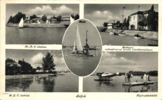 Siófok, M.A.C. és B.Y.C. klubház, Hidroplán kikötő, Budapest Székesfővárosi levente vitorlás tanfolyam (EK)