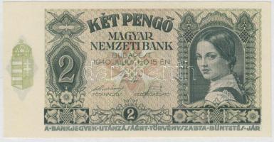 1940. 2P T:I- két kis hajlás Hungary 1940. 2 Pengő C:AU two small bends Adamo P2