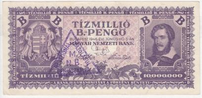 1946. 10.000.000BP hamis "Revíziónál igazolásul felhasználva M.N.B." felülbélyegzéssel (fake overprint) T:III