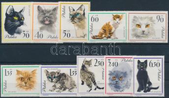 Cats set + 4 FDC Macska sor + 4 FDC