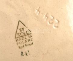 Włocławek lengyel porcelán gyertyatartó, kézzel festett, jelzett, apró kopásnyomokkal, m: 22 cm + ZF...