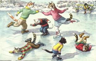 Ice skating cats, Max Künzli No. 4773.