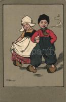 Young Dutch couple, folklore, BD No. 380, litho, s: Ethel Parkinson