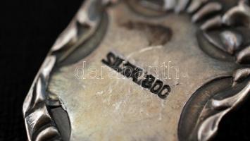 5 db zománcozott városképes és országcímeres jelzett ezüst kanál tétel / Collection of enameled silv...