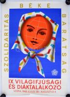 1968 VIT Világifjúsági találkozó plakát. Kis beszakadással. / World youth forum poster. 60x80 cm