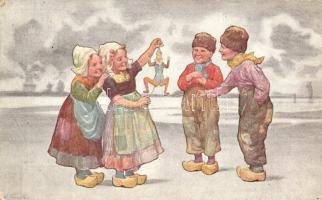 Girls Show Puppet to Boys, B.K.W.I. No. 496-5, s: Feiertag (EK)