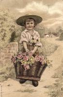 Girl with flowers, A & M. B. No. 699. litho (small tear)