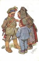 Elsässische Trachten / German soldier boy, French folklore from Alsace, Künstlerkarte Nr. 17. s: Emil Beithan (fa)