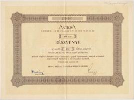 Budapest 1941. "Antiqua Nyomdai és Irodalmi Részvénytársaság" 10db részvénye egyenként 500...