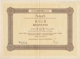 Budapest 1941. "Antiqua Nyomdai és Irodalmi Részvénytársaság" 10db részvénye egyenként 500...