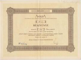 Budapest 1941. "Antiqua Nyomdai és Irodalmi Részvénytársaság" 10db részvénye egyenként 500...