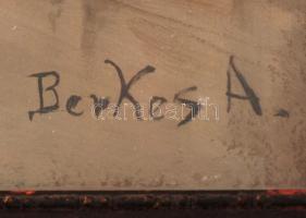 Berkes jelzéssel: Utca részlet. Olaj, karon, sérült, üvegezett keretben, 42×52 cm