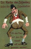 Die Rache des Schneiders gegen den Schankkellner / Revenge of the tailor against the bartender, measurements humour, litho (EK)