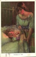 Tucking in Time / mother and her child, Reinthal & Newman No. 450, s: Alfred James Dewey (EK)