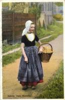 Walcheren, Zeeland province, Dutch girl in traditional dress, folklore