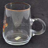 Bohemian Glass kézzel készített söröskorsó, üveg, Brno felirattal, 12x8cm