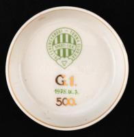 "FTC G.1. 1975, 500." felirattal emlék porcelán tálka Horváth Ödön (1927-1997) magyar bajnok labdarúgó, csatár hagyatékából, Hollóházi, jeltett, hibátlan, d:7,5cm