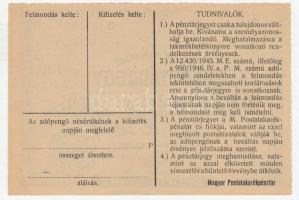 1946. 10.000AP nem kamatozó Pénztárjegy "Másra Át Nem Ruházható" T:I- kis hajlások