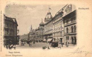 Budapest VIII. Erzsébet körút (Nagy-körút), Hotel Rémi, Technológiai Iparmúzeum, villamos, Népszínház