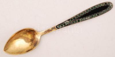 Zománcozott, gazdagon díszített filigrán, aranyozott ezüst (Ag.) szovjet egyszemélyes készlet: csész...