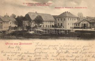 Bärnsdorf, G. Neumann&#039;s Gasthaus &quot;Zur Sonne&quot;, Mechanische Weberei E. Heintschel &amp; Co. / guest house, mechanical weaving factory