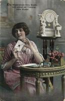 Lady sealing a letter, R&K No. 2725/3 (fa)