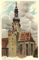 Baden bei Wien, Kirche / church, Kuenstlerpostkarte No. 2605. von Ottmar Zieher, litho s: Paul Hey