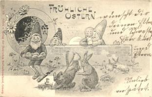 Easter, dwarves, rabbits, Dietzes Hobuchdruckerei No. 119. s: P. Dietze