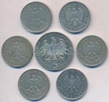 NSZK 1950-1990. 1M (6xklf) + 1983G 5M "Luther" T:2,2-
FRG 1950-1990. 1 Mark (6xdiff) + 19...