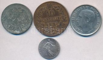 Vegyes: Franciaország 1919. 50c Ag + Olaszország 1893B/l 10c Cu "I. Umberto" + Románia 193...