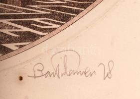 Olvashatatlan jelzéssel: Hydra-I. Színezett rézkarc, papír, üvegezett keretben, d:33 cm