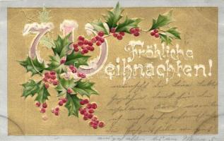 Christmas, metallic card, Emb. litho (fl)