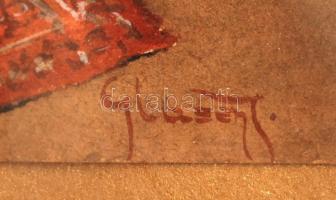 Glaser János (?-?): Lefekvés előtt. Pasztel, papír. Jelzett. Üvegezett keretben. 33x26 cm