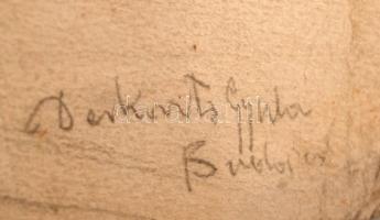 Derkovits Gyula (1894-1934): Elhagyottan. Ceruza, papír, jelzett, üvegezett keretben, eredetiség iga...