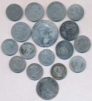 Vegyes: 17db vegyes magyar és külföldi ezüstpénz, közte 1849NB 6kr Ag, 1869KB 10kr Ag "Magyar K...