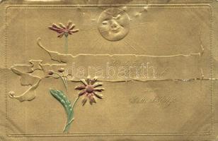 Geburtstag / Birthday greeting card, metallic (fa)