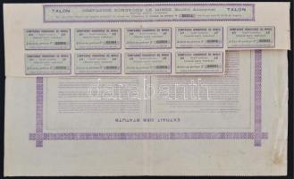 Belgium / Brüsszel 1903. "Magyar Bánya Társaság" részvény 250Fr-ról, szelvényekkel és felü...