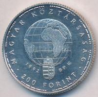 1992. 200Ft Ag "Veszélyeztetett állatvilág - gólya" tanúsítvánnyal dísztokban T:BU kis oxi...