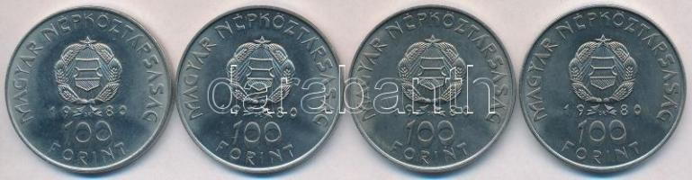 1980. 100Ft Ni "Szovjet-magyar közös űrrepülés" (4x) T:BU