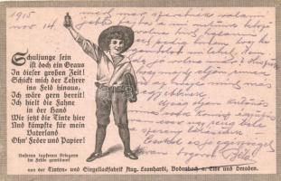 Tinten und Siegellackfabrik Aug. Leonhardi / German Inks and sealing wax factory advertisement, patriotic propaganda card (EK)