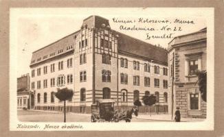 Kolozsvár, Cluj; Menza akadémia, lovaskocsi / academy, carriage (EK)