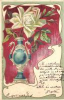 Virág vázában, Serie 44. No. 917. Art Nouveau, litho, Flower in vase, Serie 44. No. 917. Art Nouveau, litho